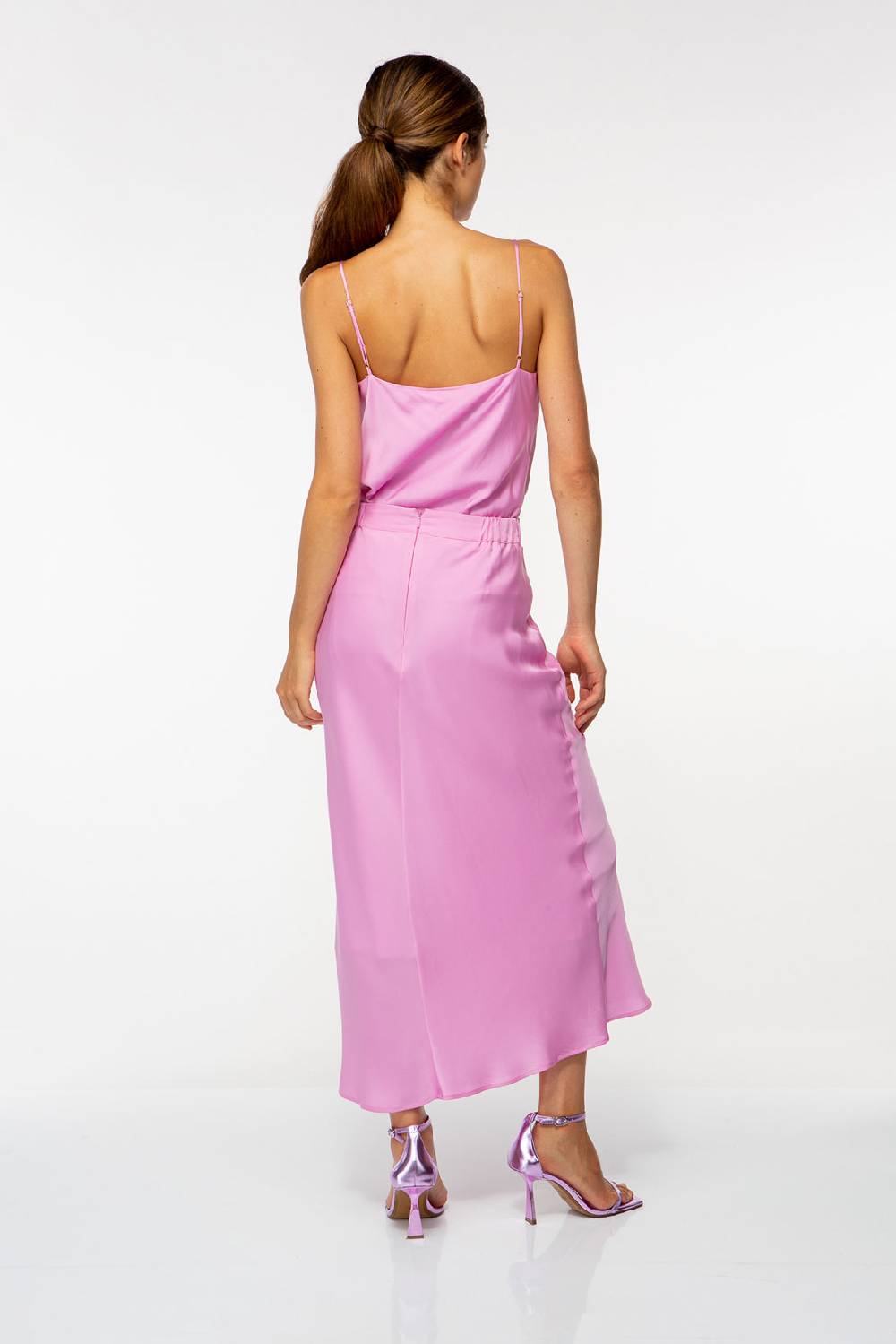 IVI GmbH SOLID SILK Seidenrock Mit Raffung Pink Orchid