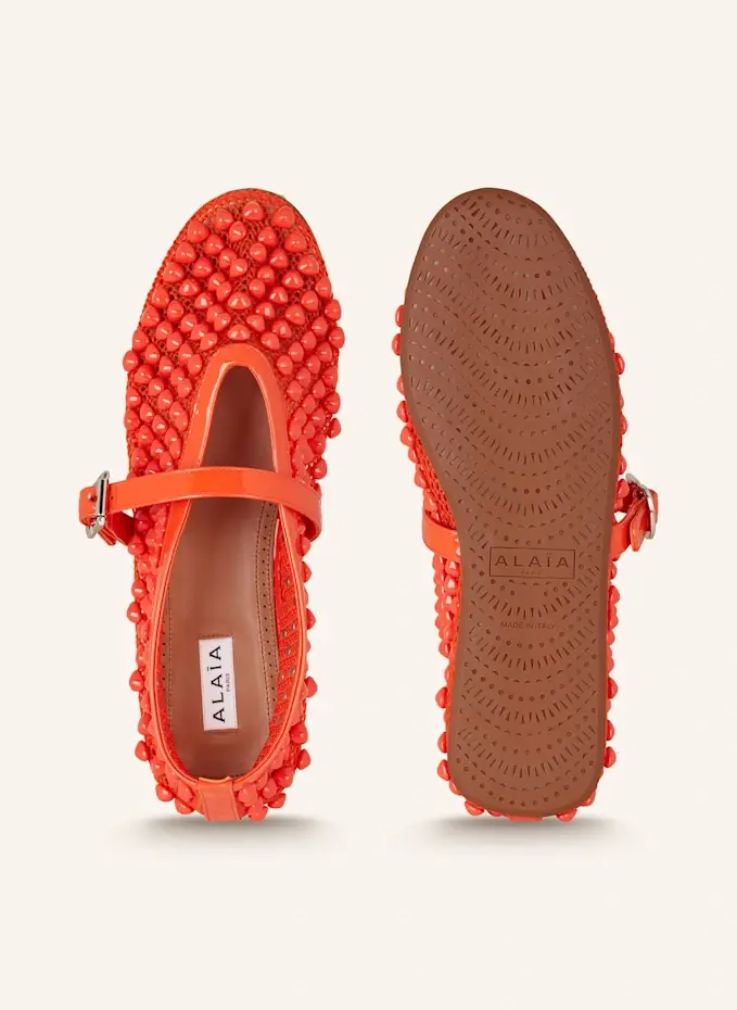 ALAÏA Mary-Jane-Ballerinas Mit Schmucksteinen