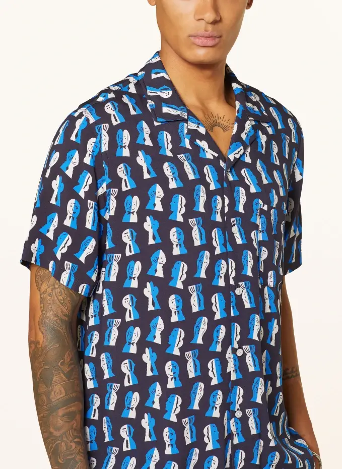 Arrels BARCELONA Resorthemd NAVY PAPIER DECOUPE × SEVERIN MILLET Comfort Fit