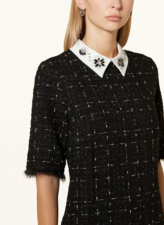 Ana Alcazar Tweed-Kleid Mit Glitzergarn Und Schmucksteinen