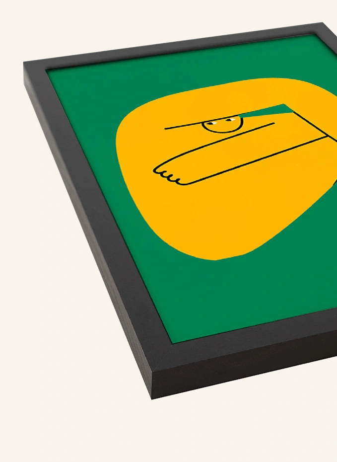 ANY IMAGE Wandbild GRÜNGELBE ABSTRAKTE FIGUR Mit Rahmen