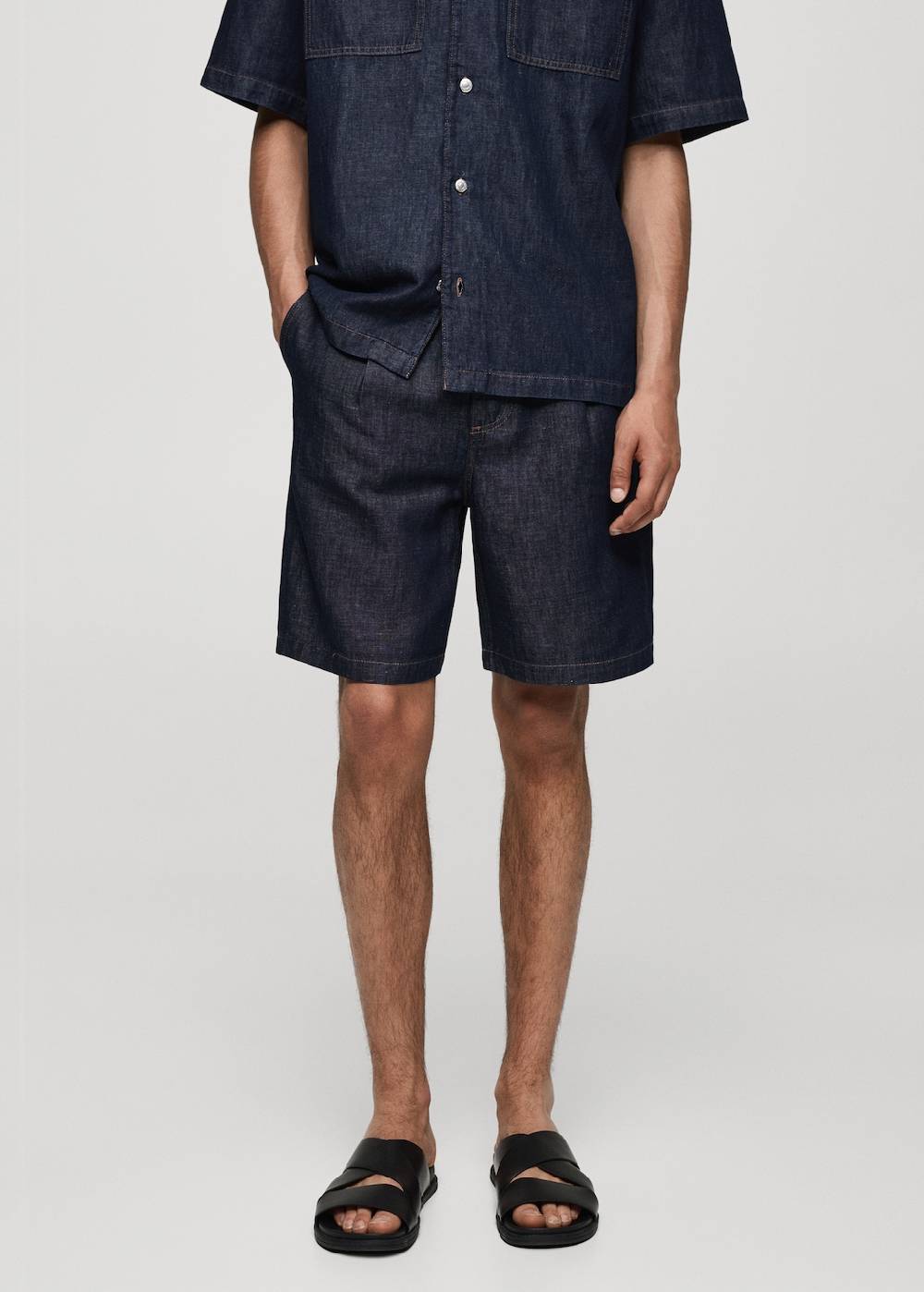 Mango Bermudashorts aus 100 % Baumwolle mit Denim-Effekt