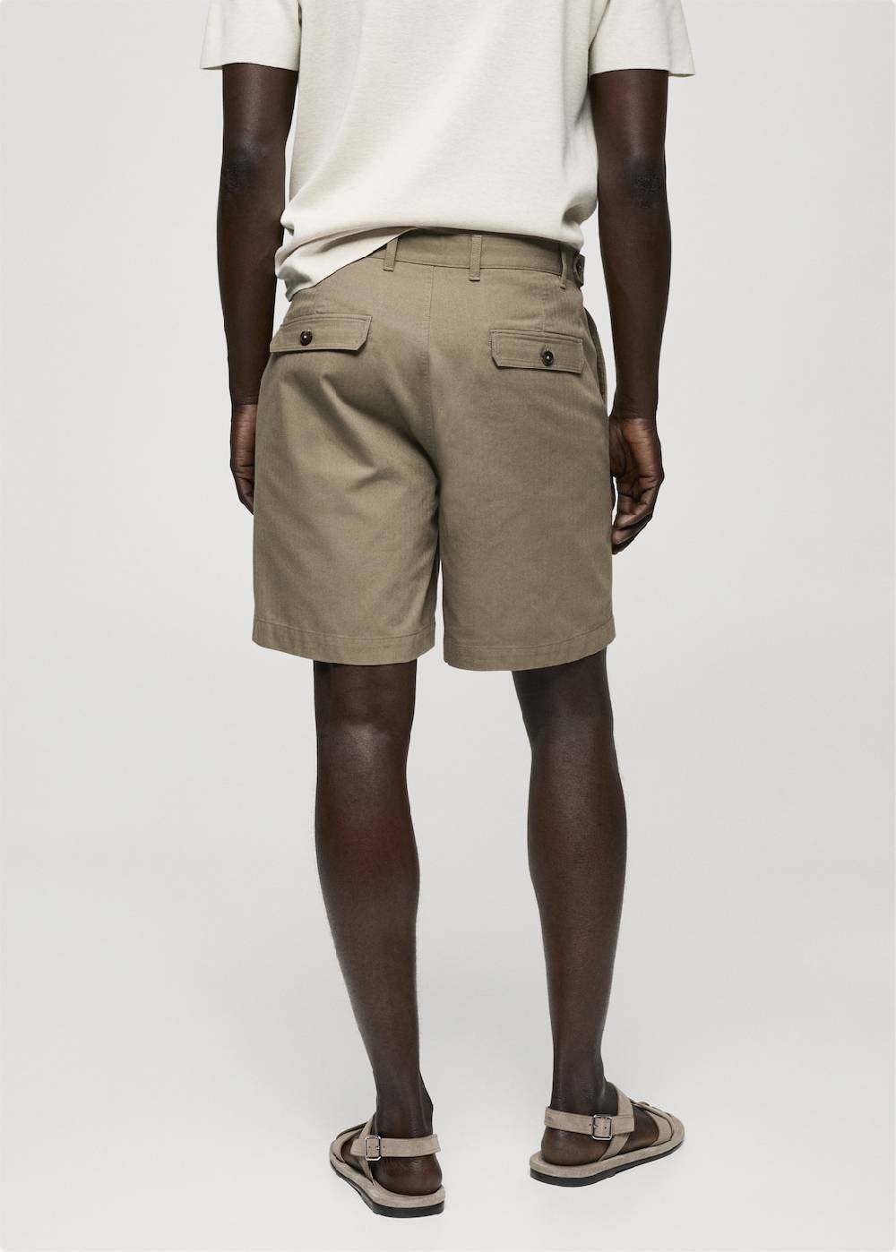 Mango Bermudashorts Aus 100 % Baumwolle Mit Fischgratmuster