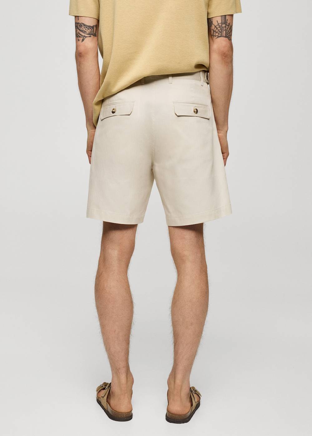 Mango Bermudashorts Aus 100 % Baumwolle Mit Fischgratmuster