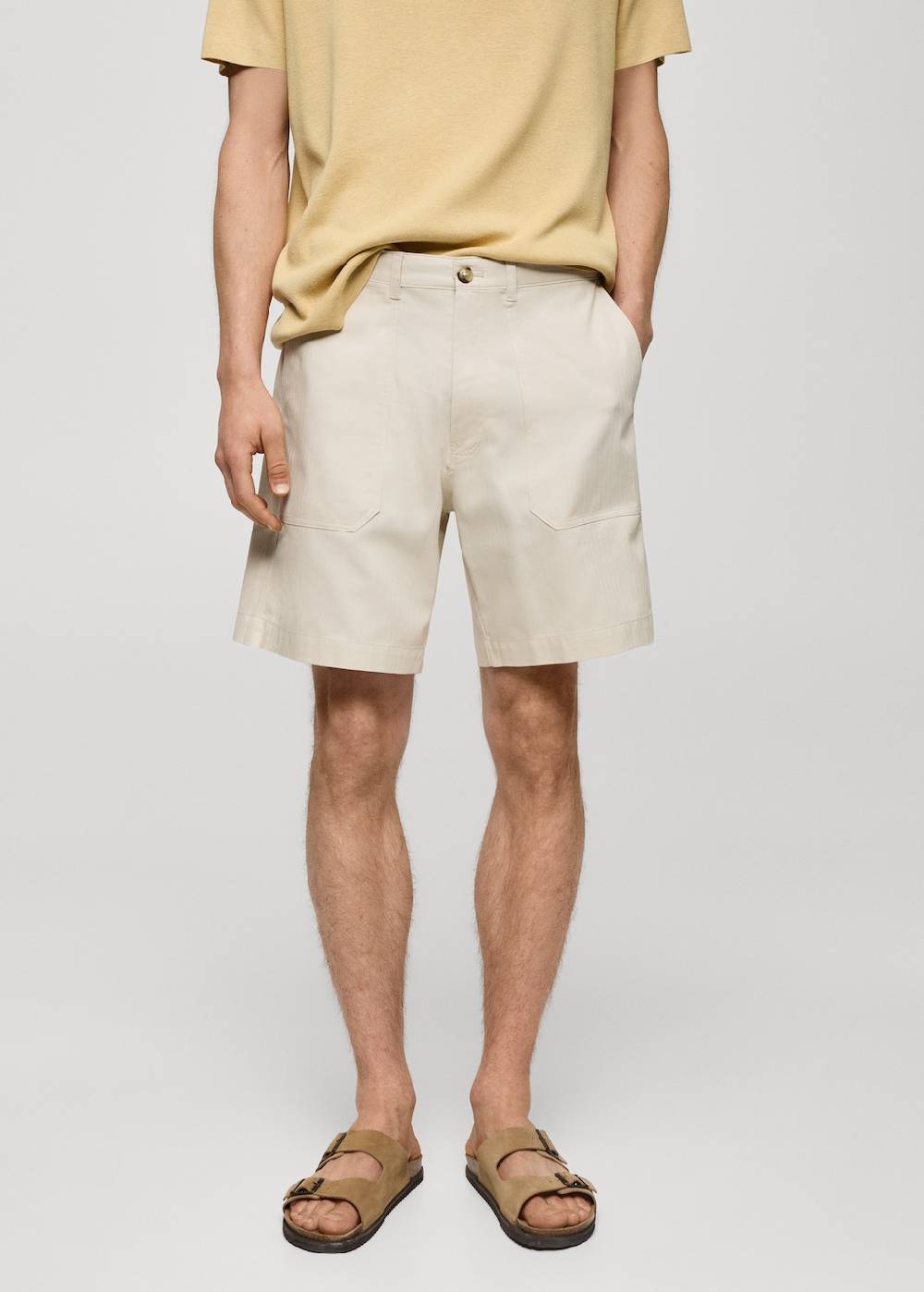 Mango Bermudashorts aus 100 % Baumwolle mit Fischgratmuster