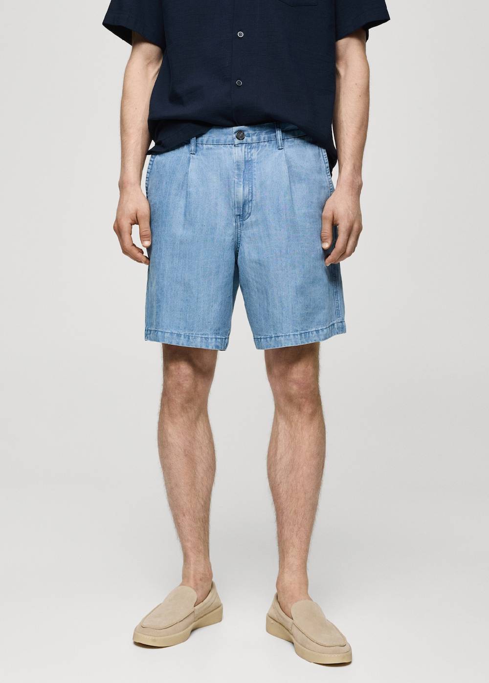 Mango Bundfalten-Bermudashorts aus Hanf mit Lyocell