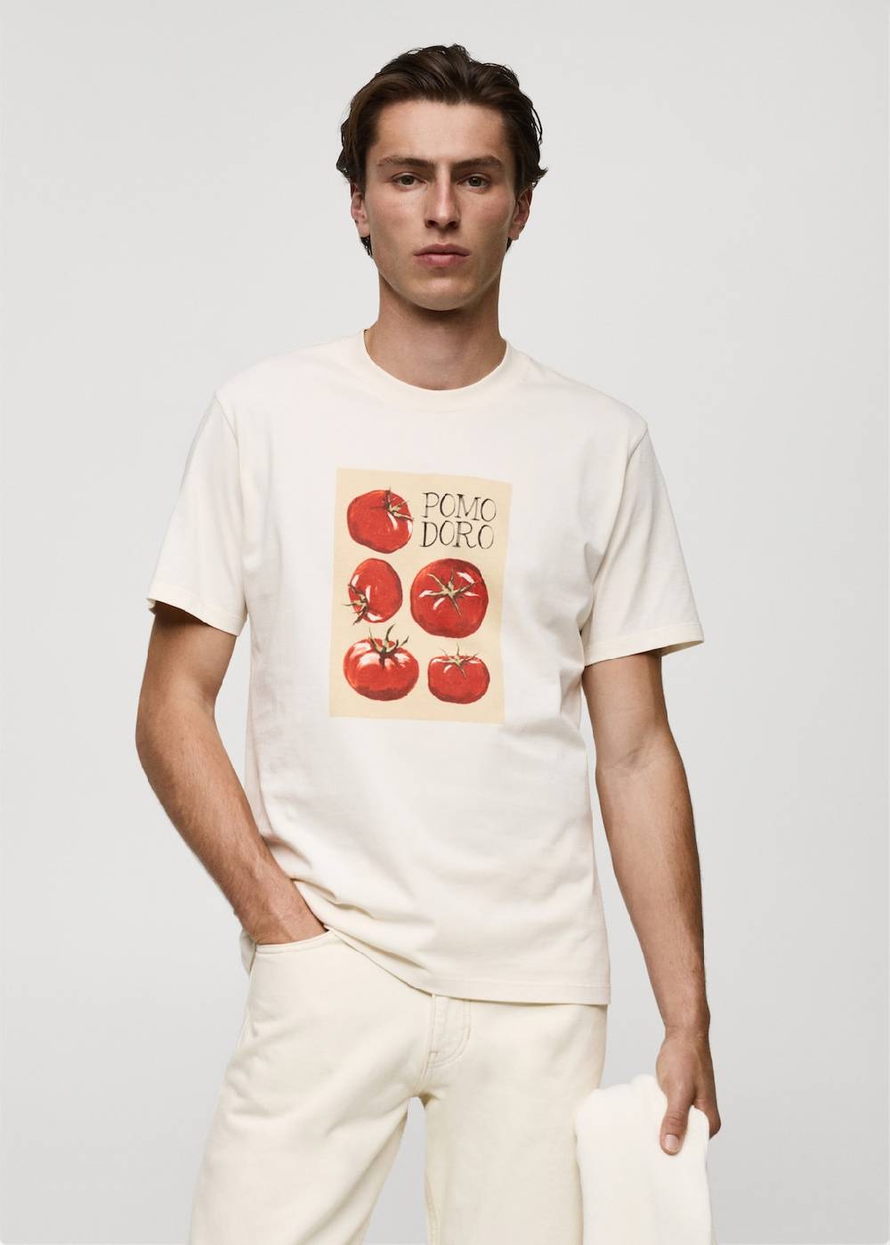 Mango Gemustertes Regular-Fit-T-Shirt aus Baumwolle