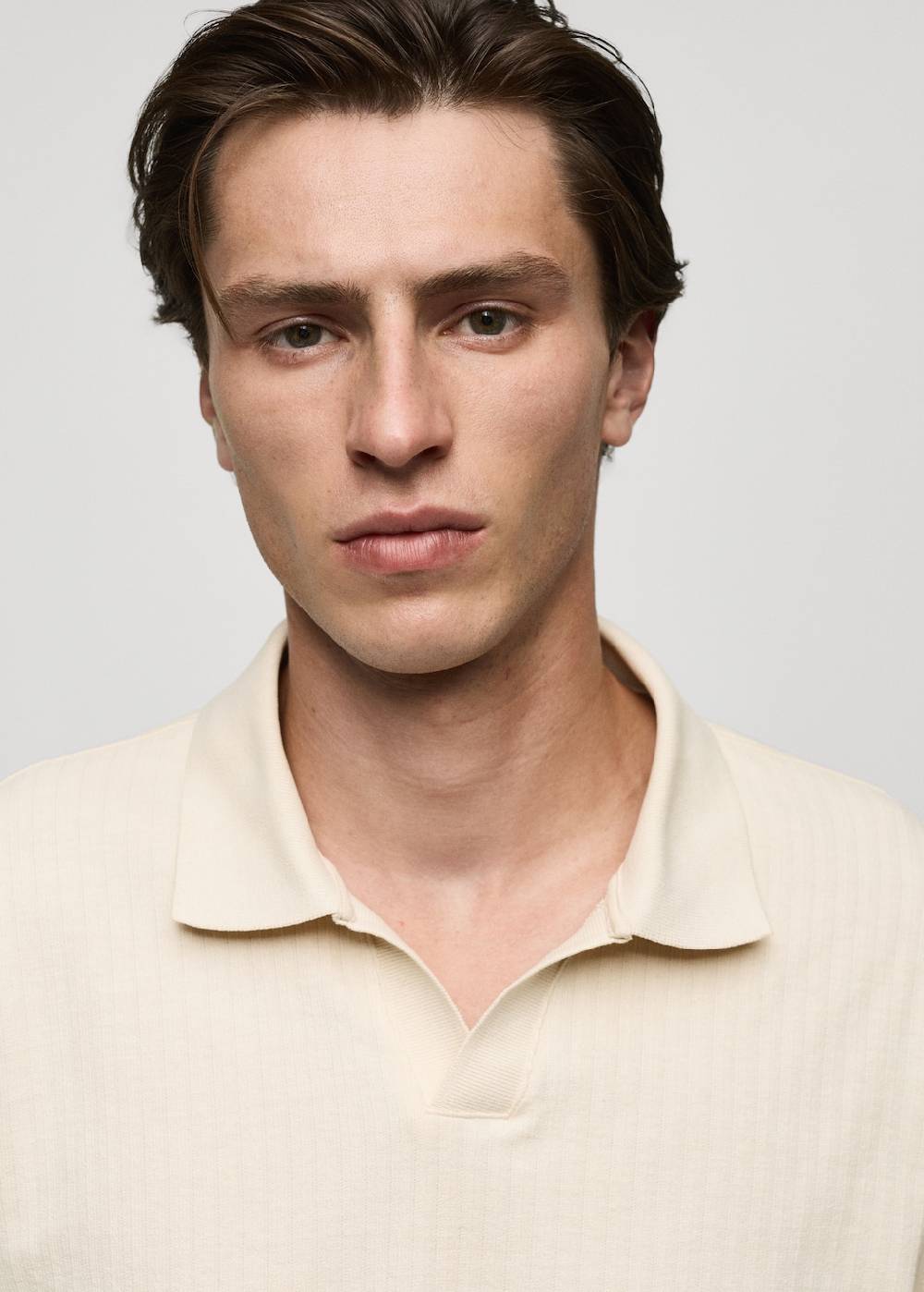 Mango Geripptes Regular-Fit-Poloshirt Aus Baumwolle