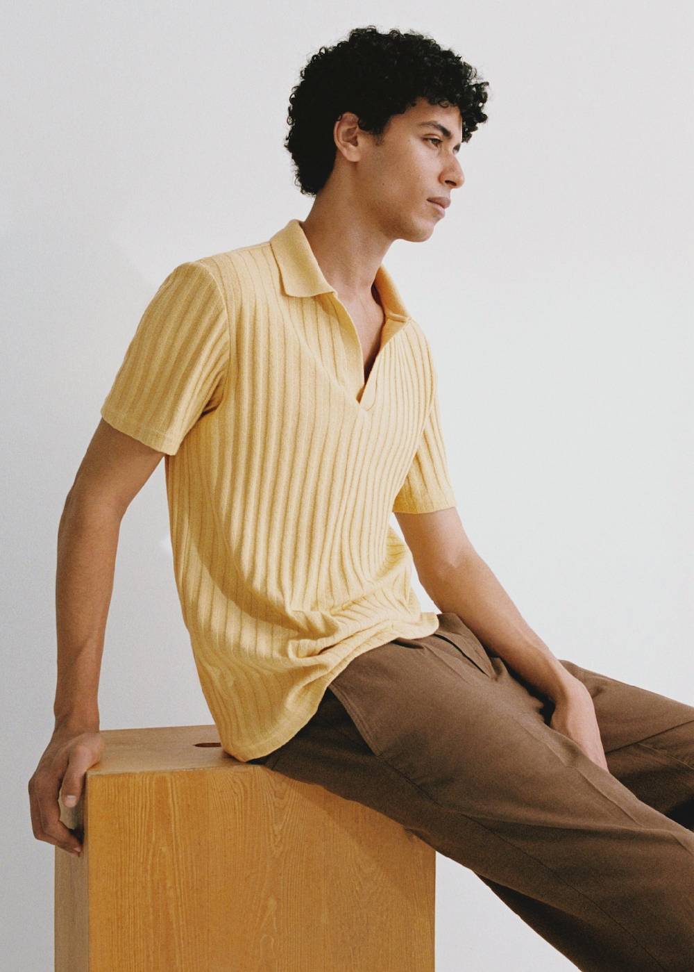 Mango Geripptes Regular-Fit-Poloshirt Aus Baumwolle