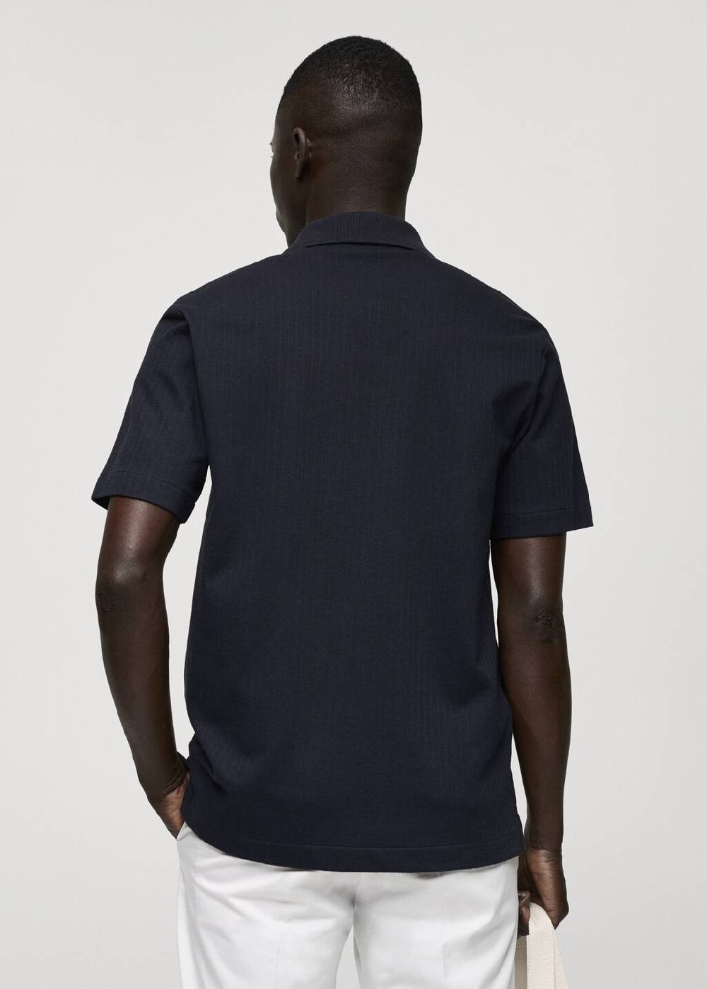 Mango Geripptes Regular-Fit-Poloshirt Aus Baumwolle