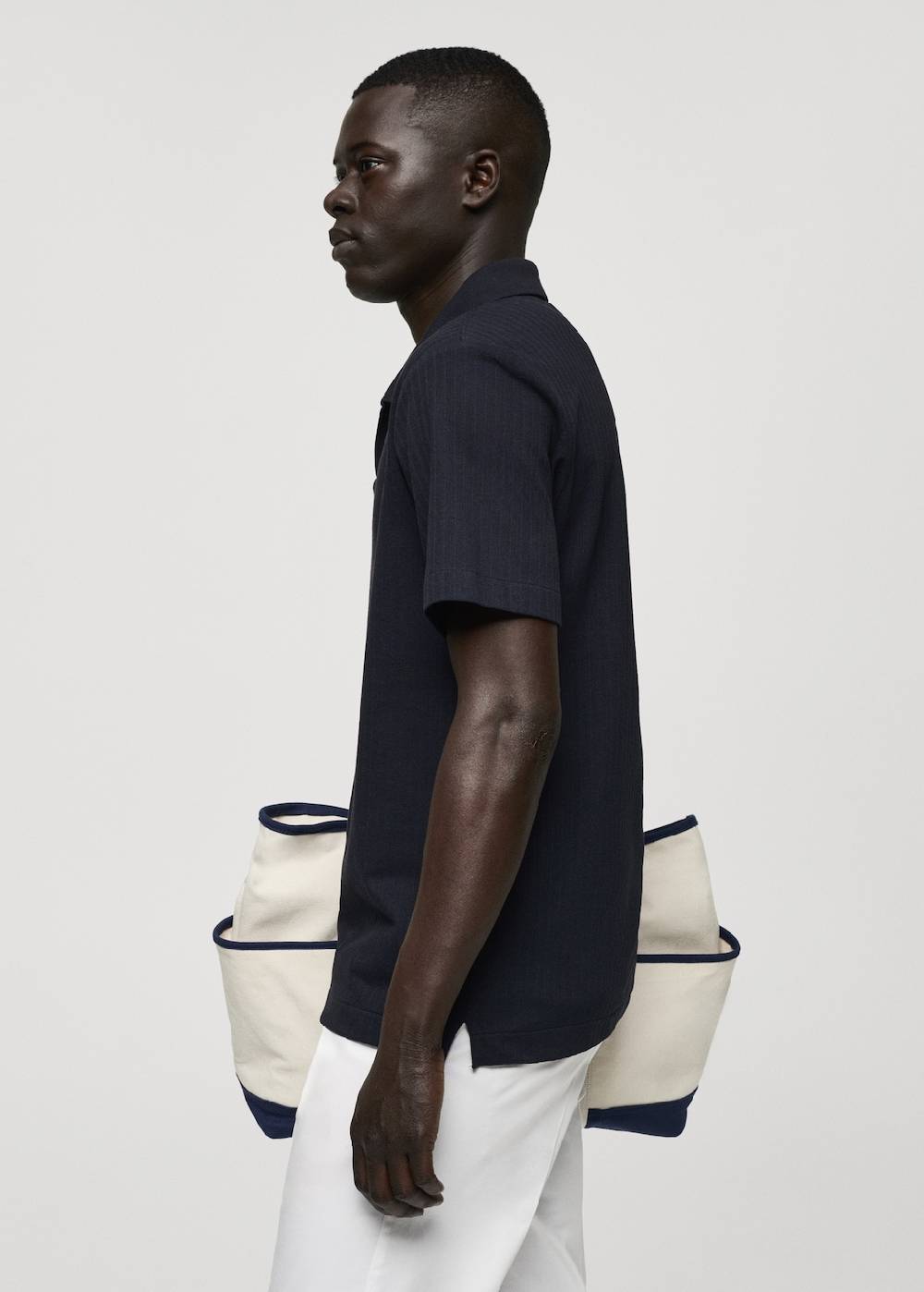 Mango Geripptes Regular-Fit-Poloshirt Aus Baumwolle