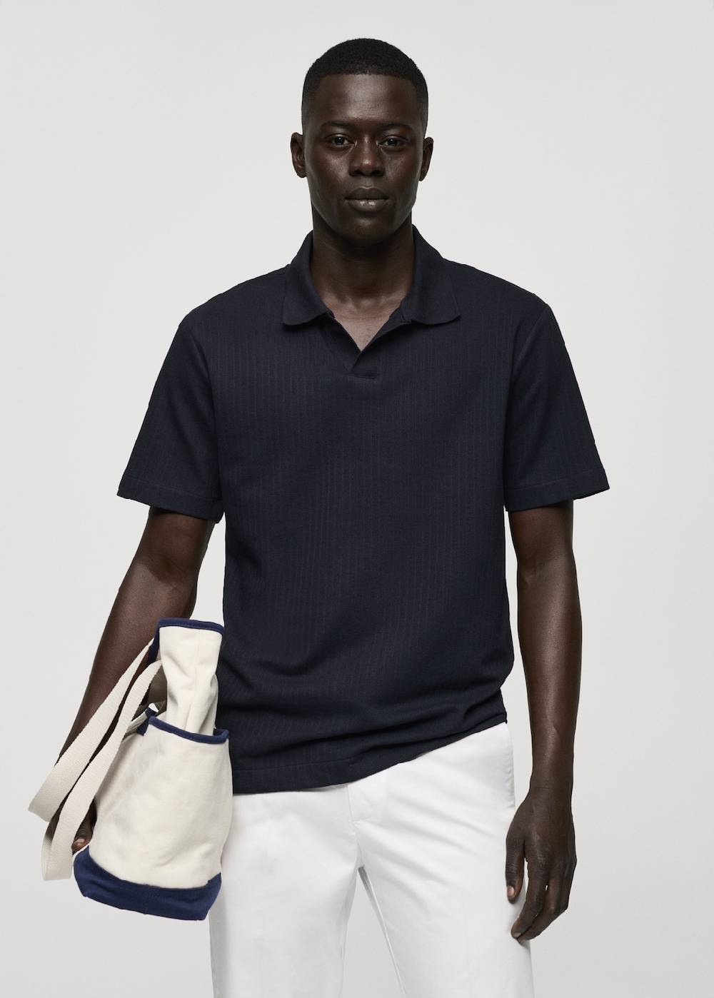 Mango Geripptes Regular-Fit-Poloshirt aus Baumwolle