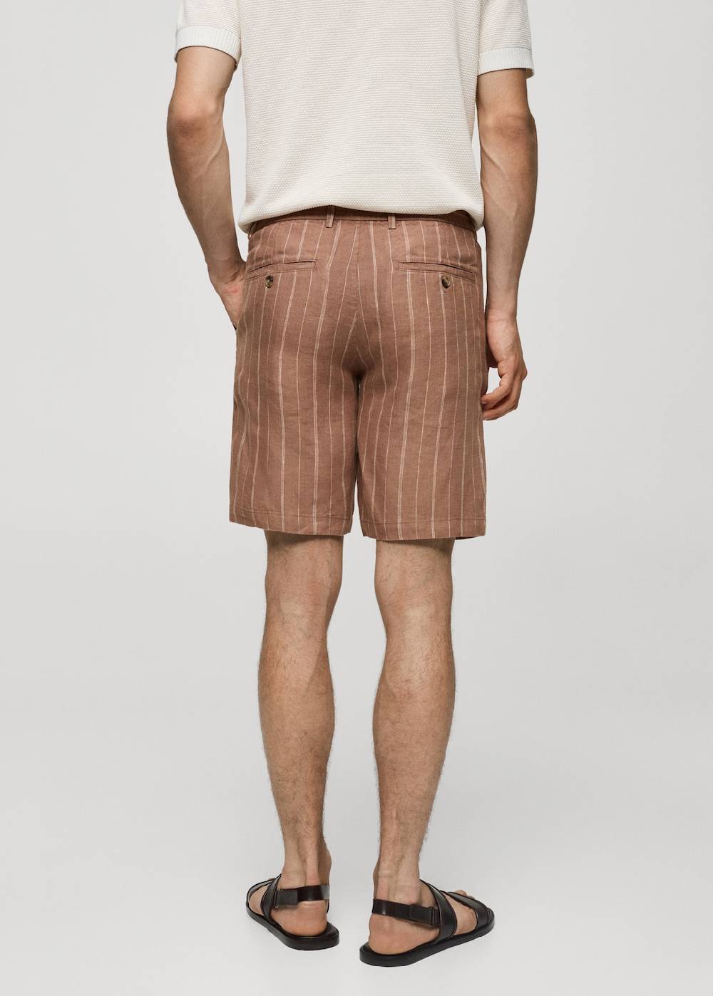 Mango Gestreife Bermudashorts Aus 100 % Leinen Mit Kordelzug