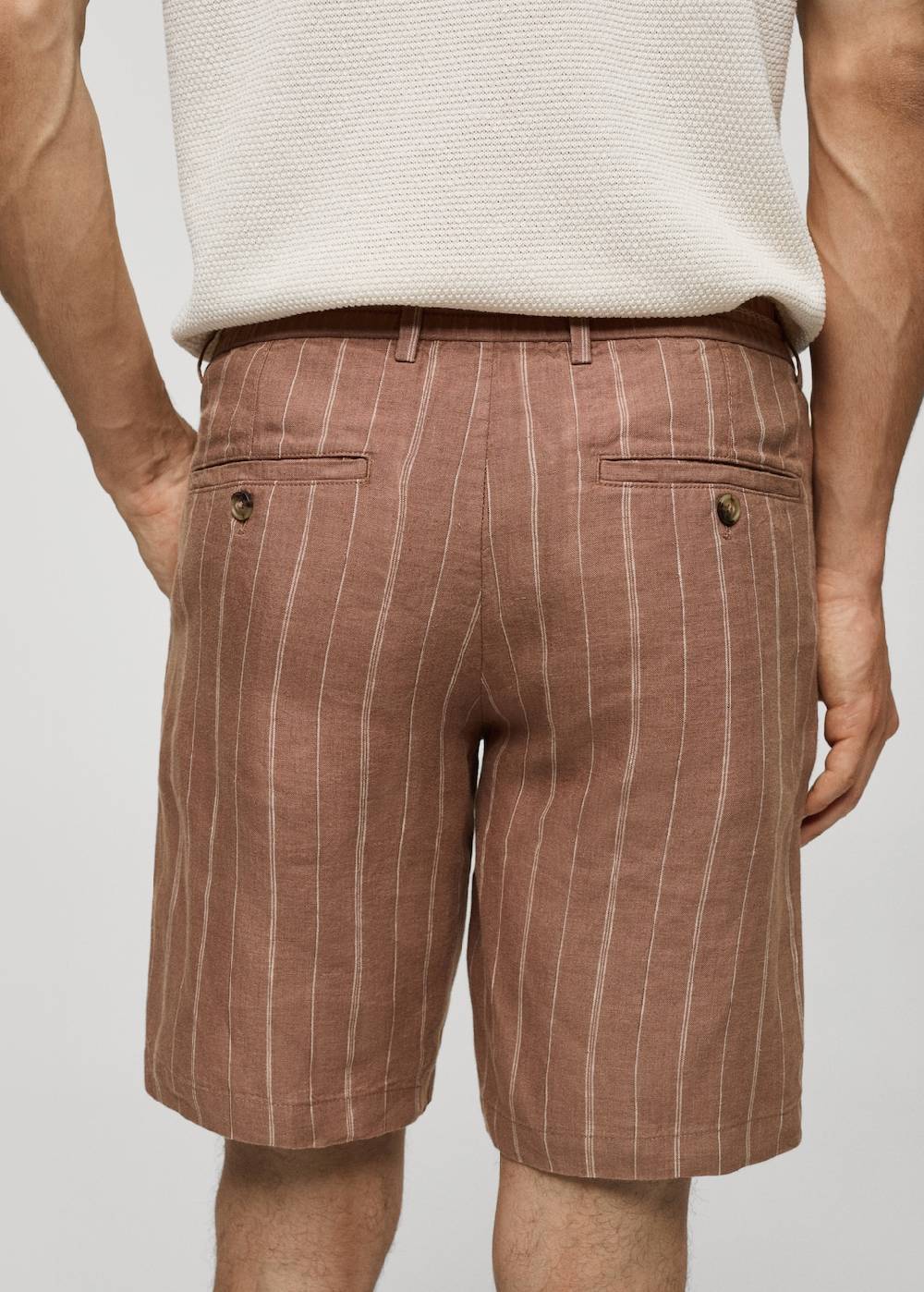 Mango Gestreife Bermudashorts Aus 100 % Leinen Mit Kordelzug