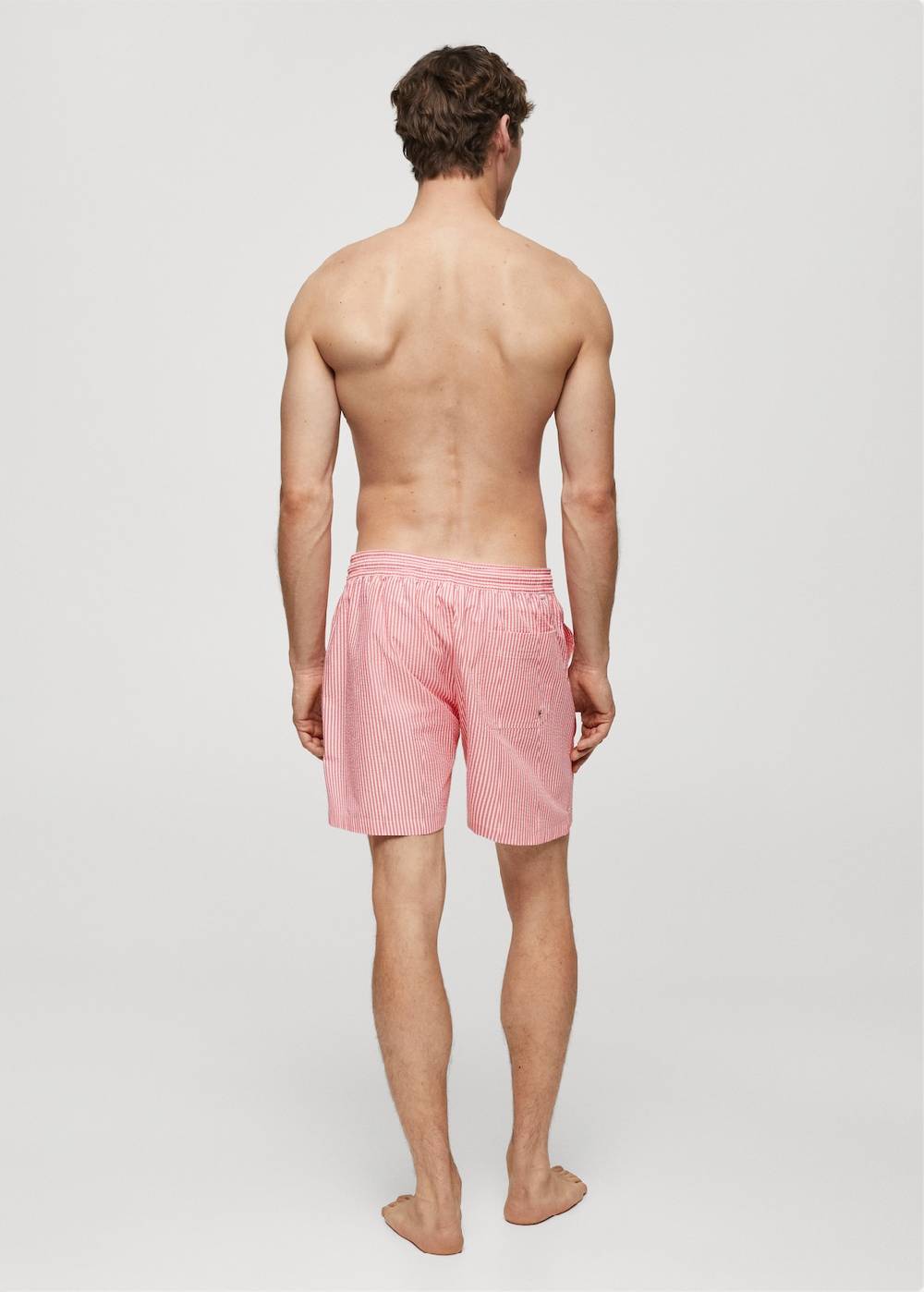 Mango Gestreifte Seersucker-Badeshorts Mit Kordelzug