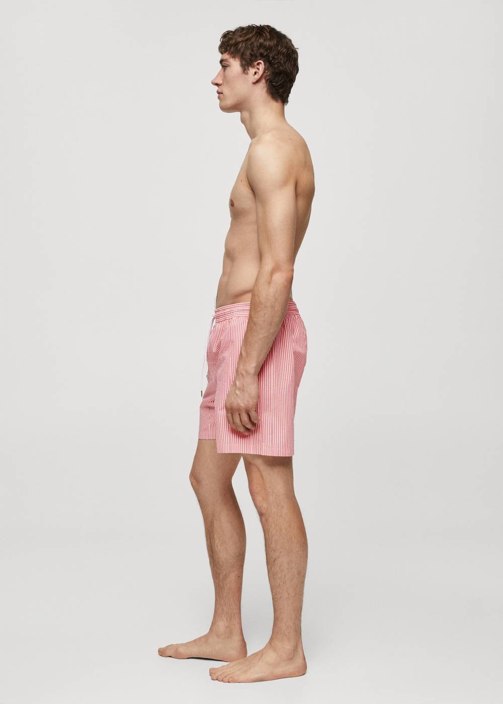 Mango Gestreifte Seersucker-Badeshorts Mit Kordelzug