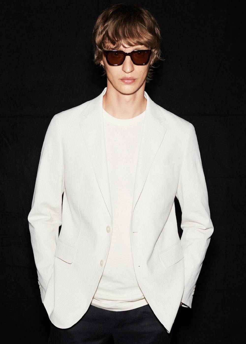 Mango Gestreifte Slim-Fit-Anzugjacke Aus Seersucker-Baumwolle