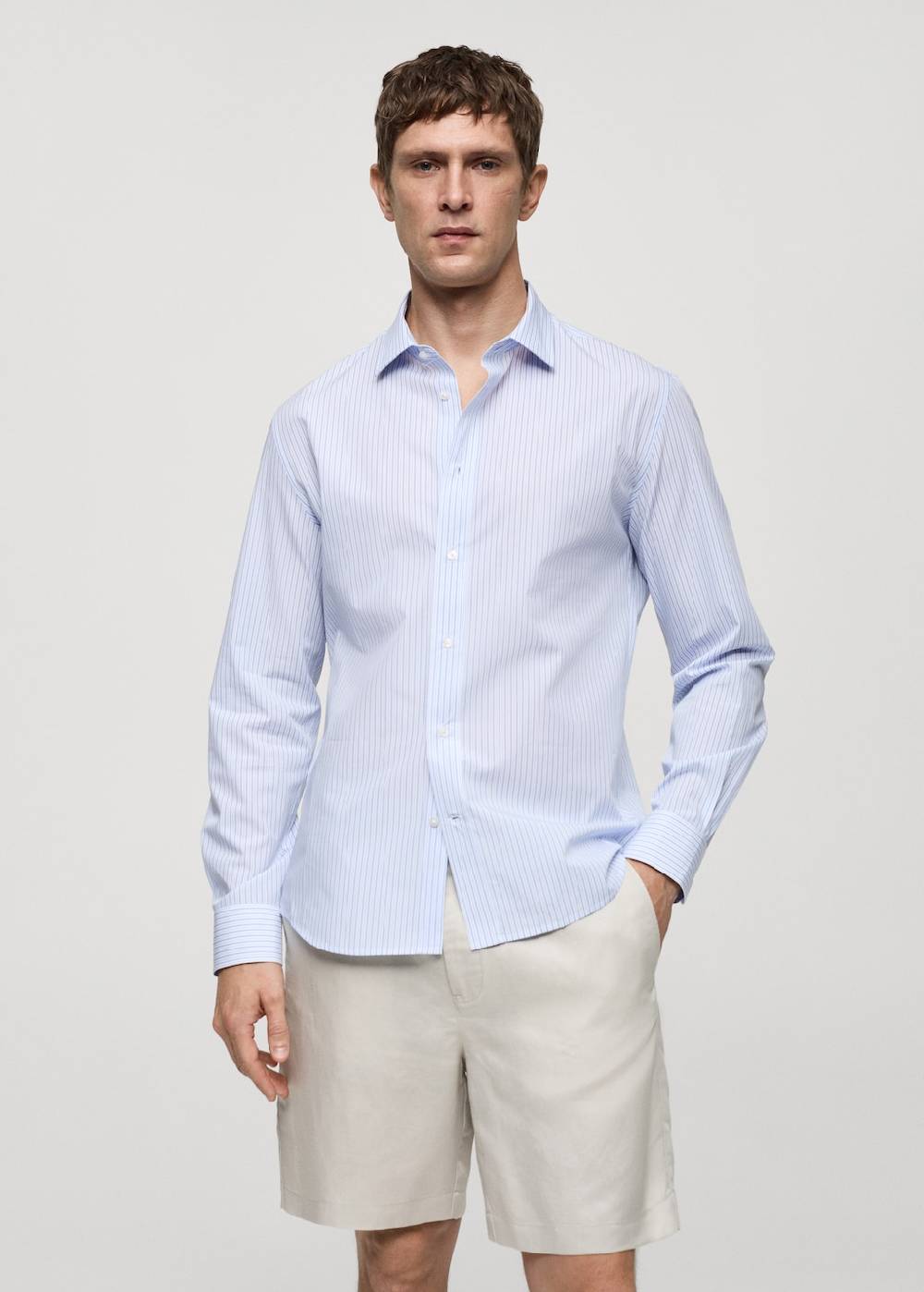 Mango Gestreiftes Regular-Fit.Hemd aus 100 % Baumwolle