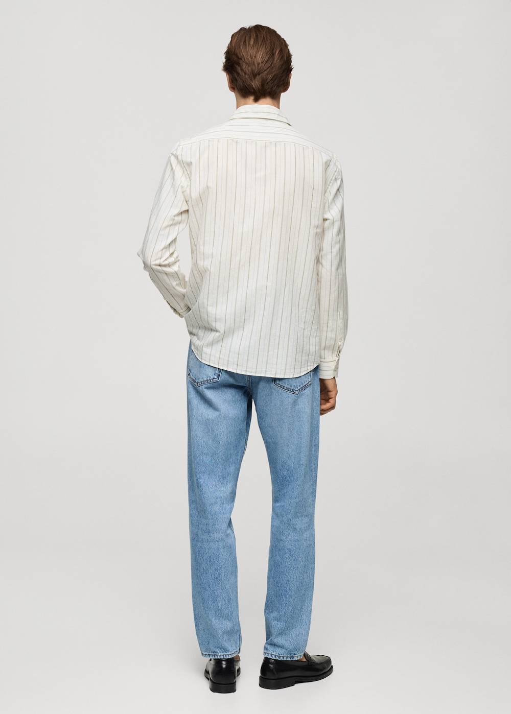 Mango Gestreiftes Regular-Fit-Hemd Aus Leinen Mit Baumwolle