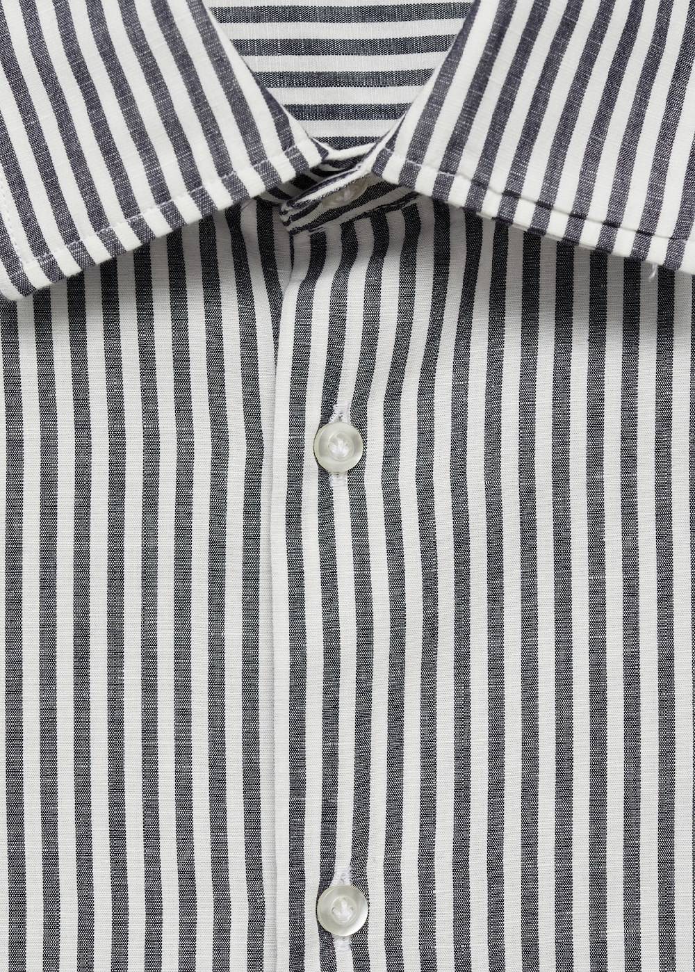 Mango Gestreiftes Regular-Fit-Hemd Aus Leinen Mit Baumwolle