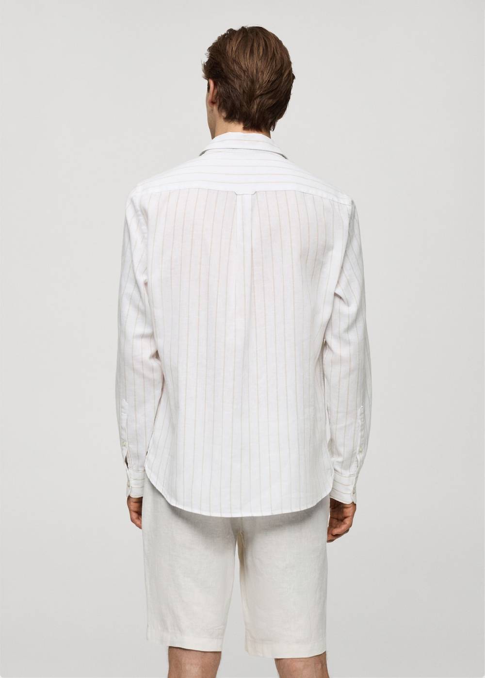 Mango Gestreiftes Regular-Fit-Hemd Aus Leinen Mit Baumwolle