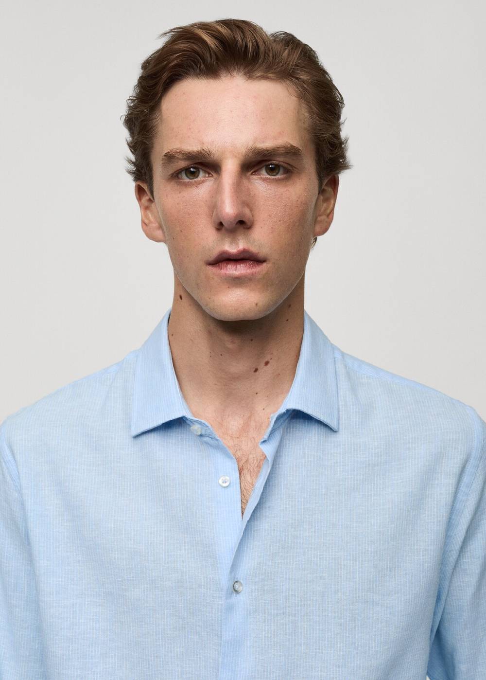 Mango Gestreiftes Regular-Fit-Hemd Aus Leinen Mit Baumwolle