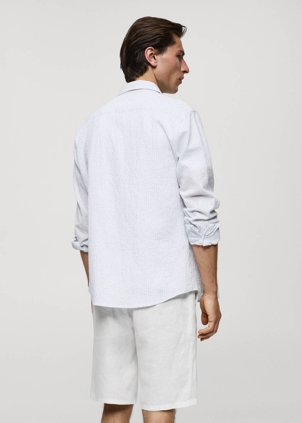 Mango Gestreiftes Regular-Fit-Hemd Aus Seersucker-Baumwolle