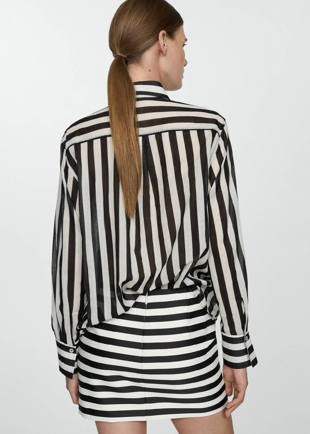 Mango Halbdurchsichtiges Streifenhemd Aus 100 % Baumwolle