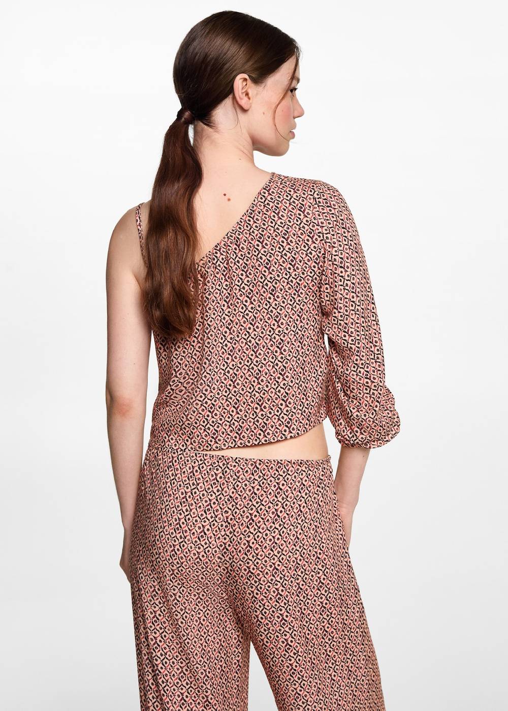 Mango Asymmetrische Bluse Mit Motiv