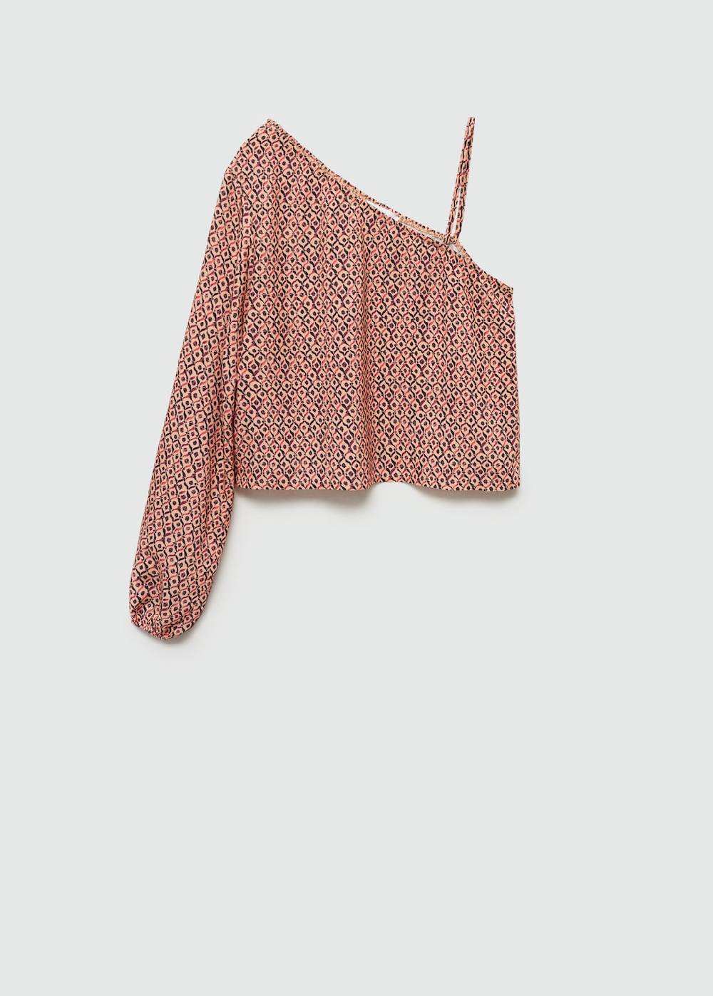 Mango Asymmetrische Bluse Mit Motiv