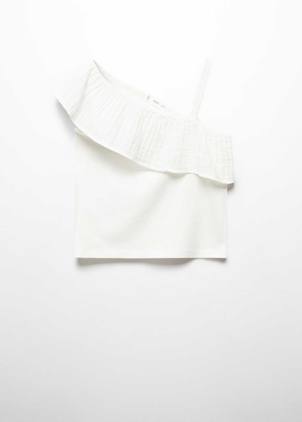 Mango Asymmetrisches T-Shirt Mit Volant