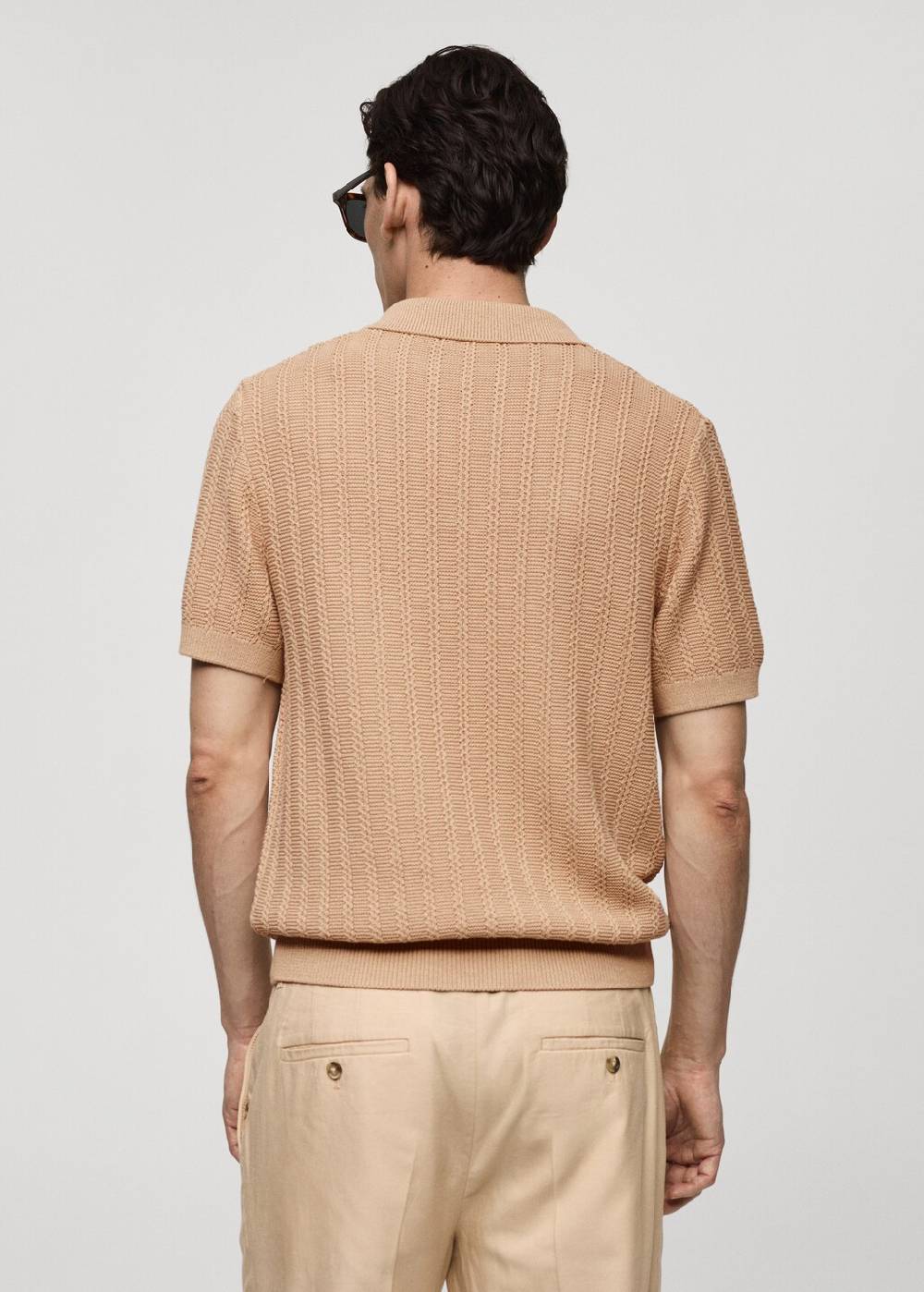 Mango Baumwoll-Poloshirt Mit Großem Perlmuster