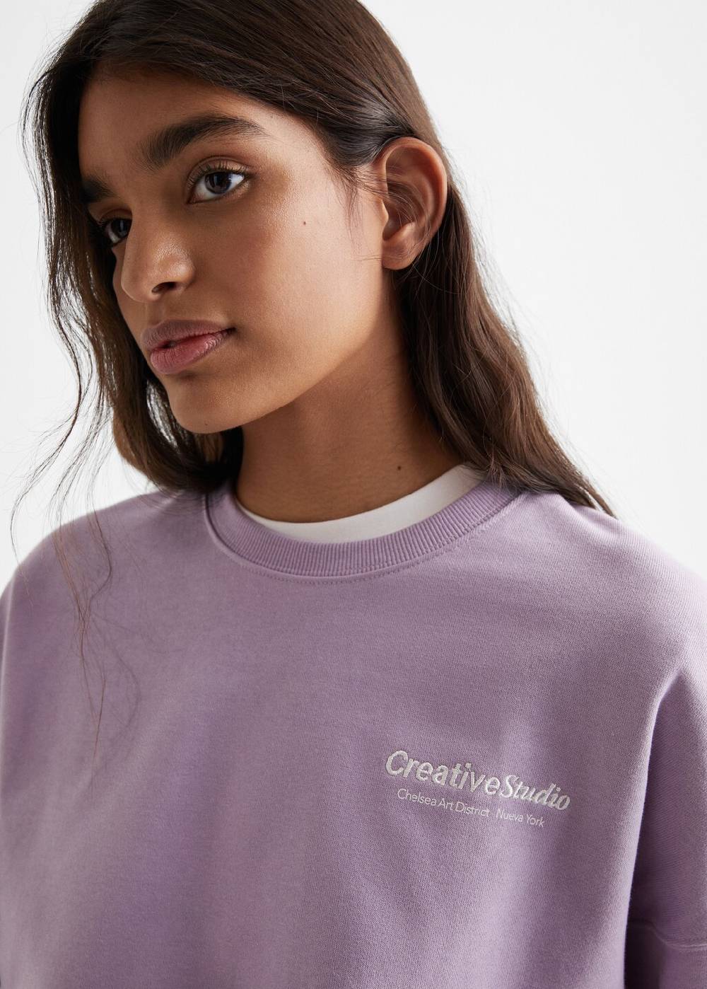 Mango Baumwoll-Sweatshirt Mit Aufschrift