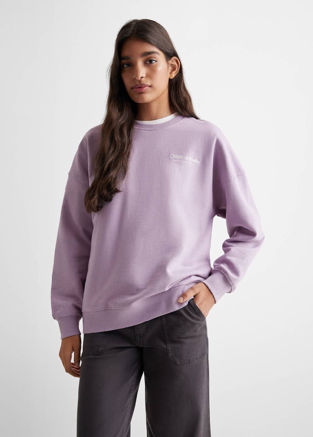 Mango Baumwoll-Sweatshirt mit Aufschrift