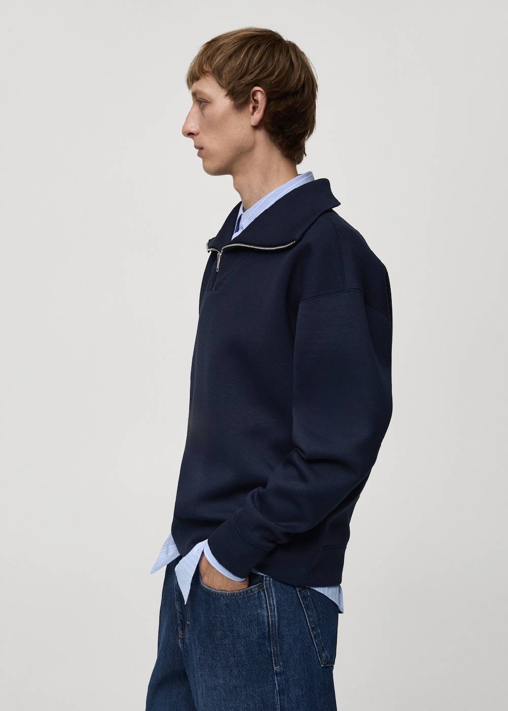 Mango Baumwoll-Sweatshirt Mit Zip-Kragen