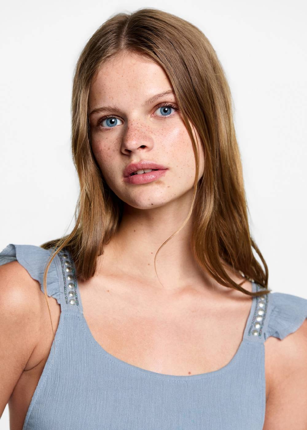 Mango Baumwoll-Top Mit Raffdetails