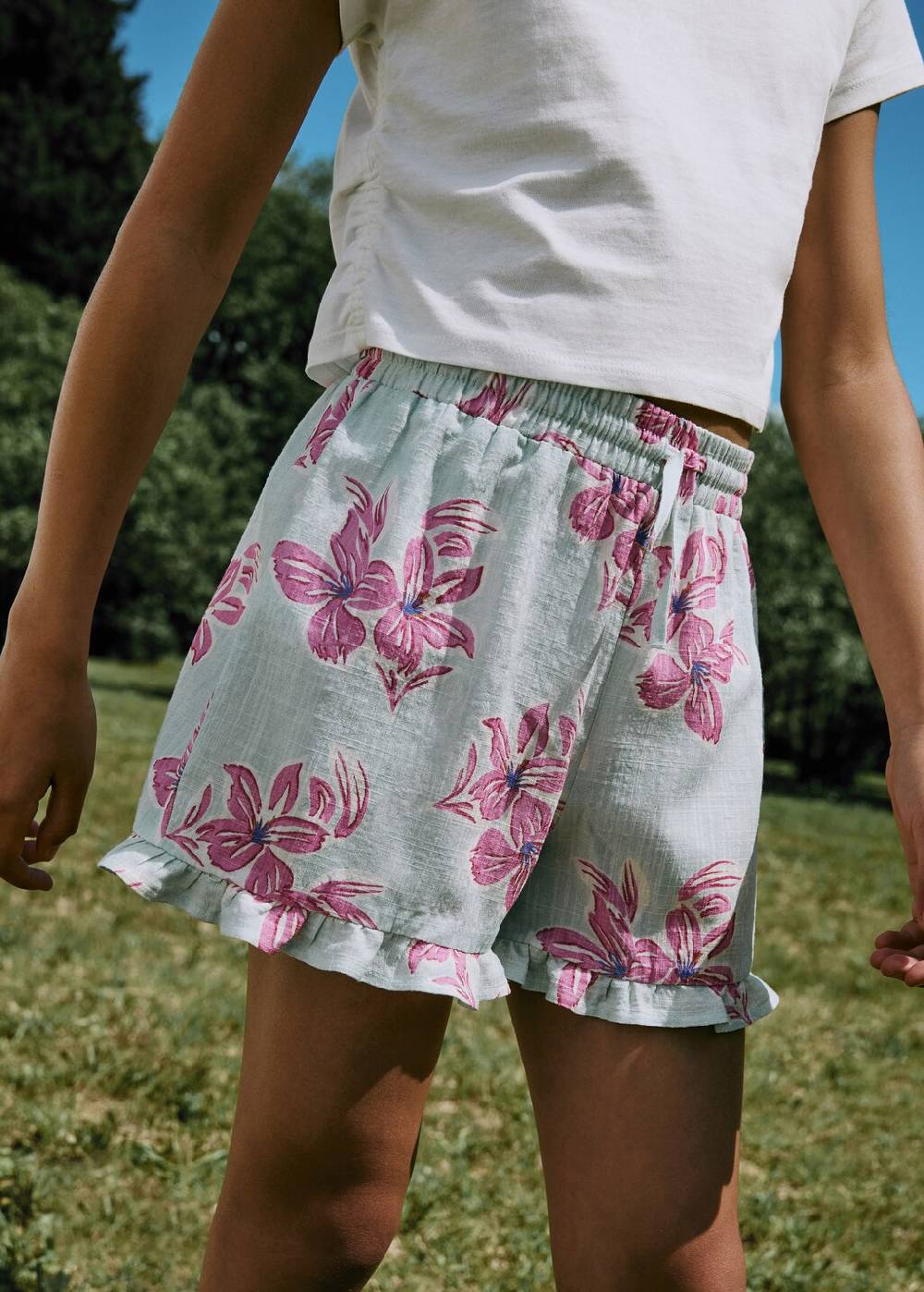 Mango Baumwollshorts Mit Blumenmuster