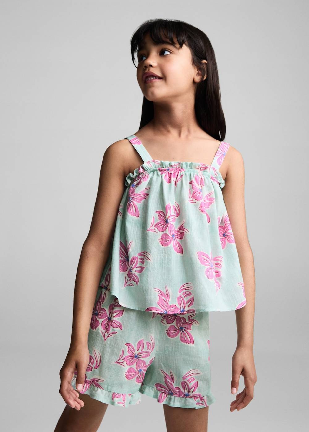 Mango Baumwollshorts mit Blumenmuster