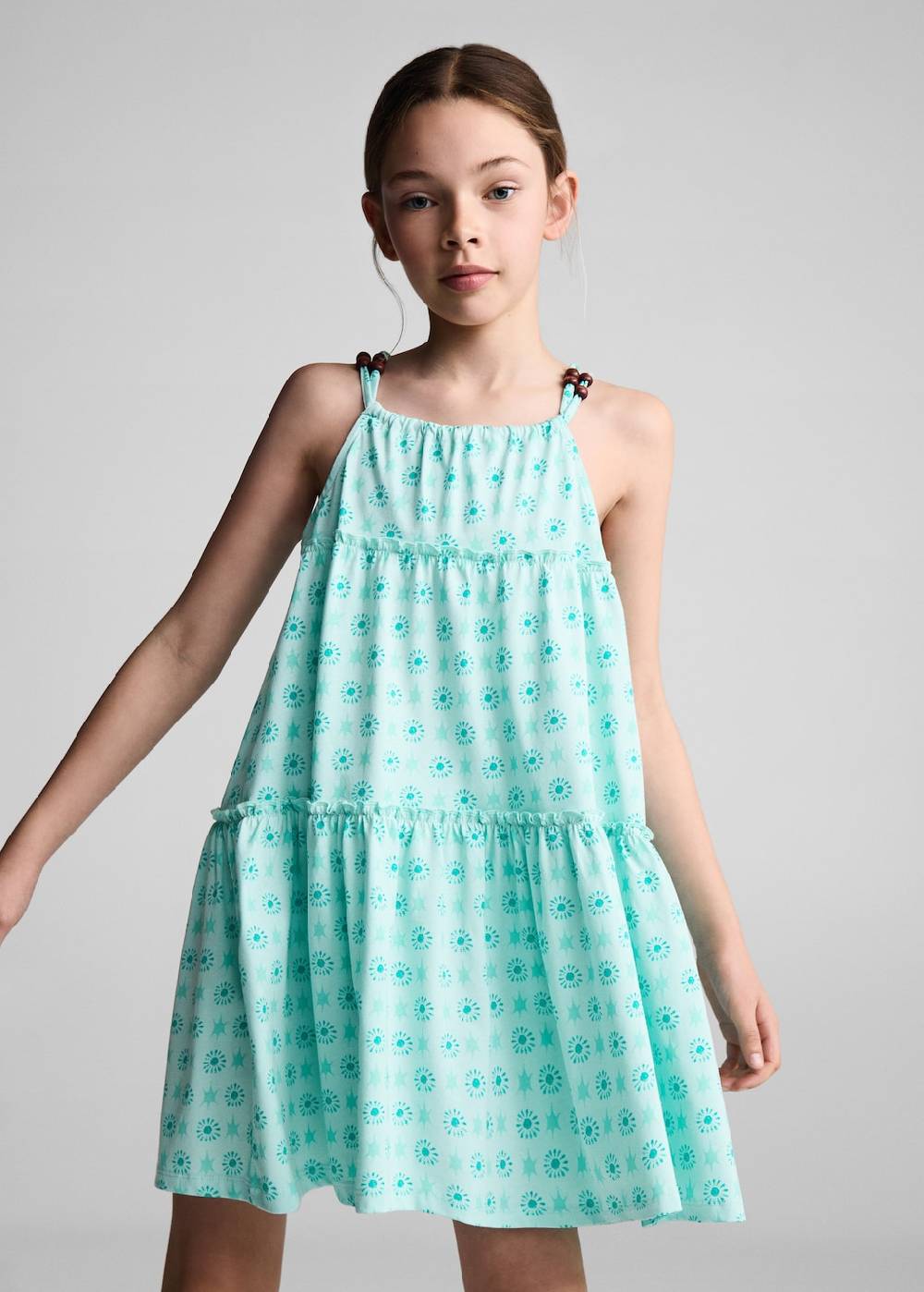 Mango Bedrucktes Kleid mit Perlen