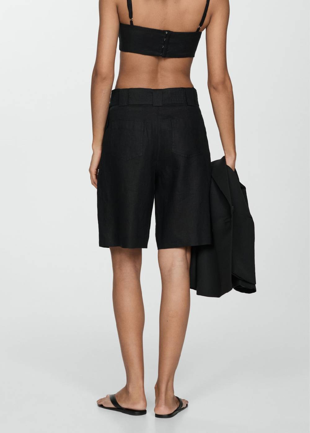 Mango Bermudashorts Aus 100 % Leinen Mit Gürtel