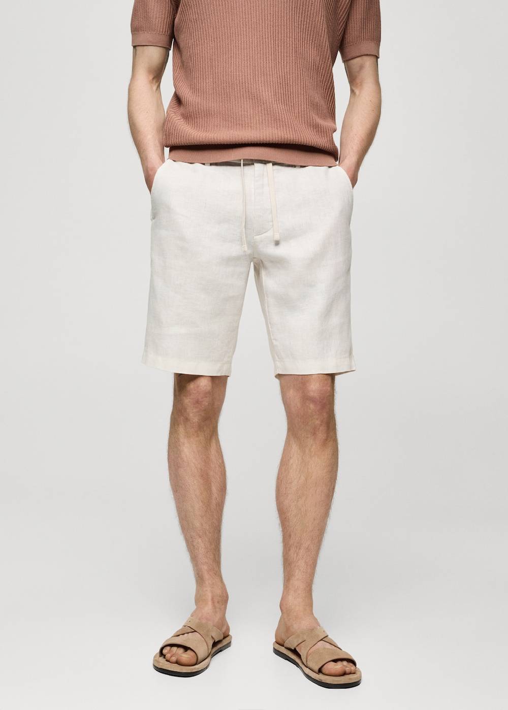 Mango Bermudashorts aus 100 % Leinen mit Kordel