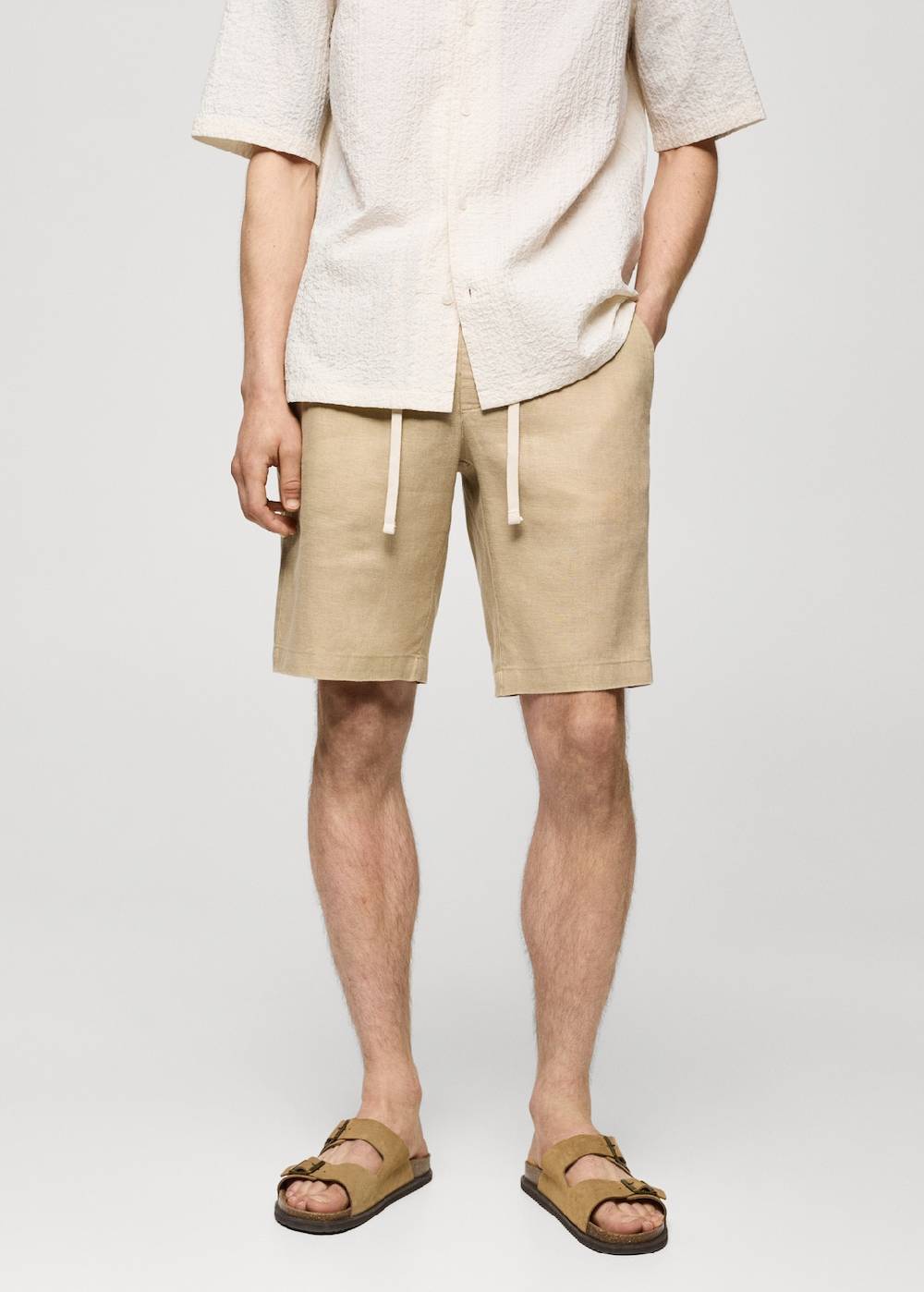 Mango Bermudashorts aus 100 % Leinen mit Kordel