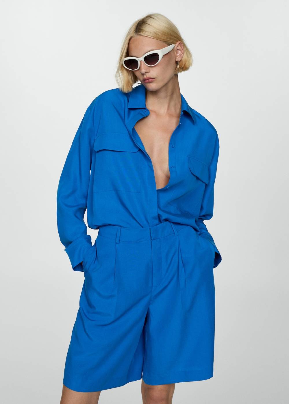 Mango Bermudashorts Aus Lyocell Mit Bundfalten