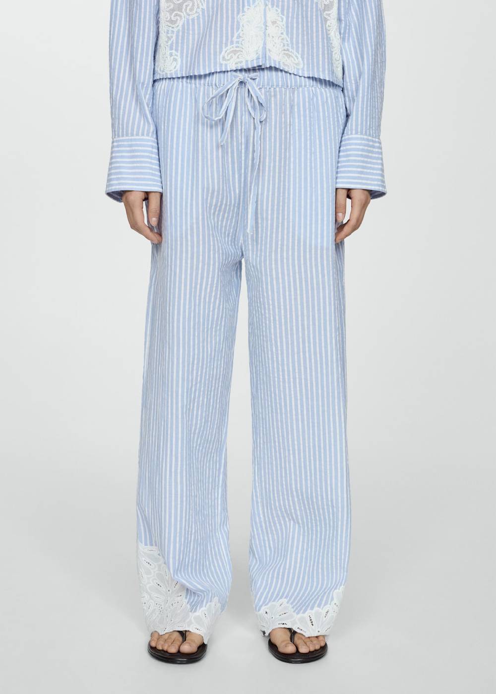 Mango Bestickte Streifenhose