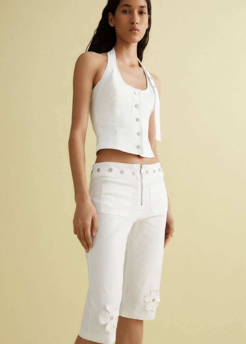 Mango Caprihose Mit Zierknöpfen