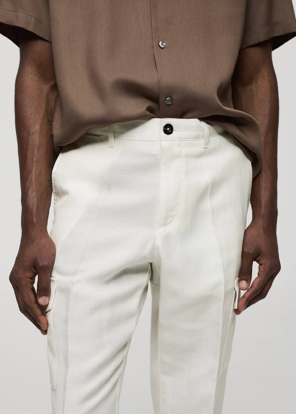 Mango Cargo-Hose Aus Leinengemisch