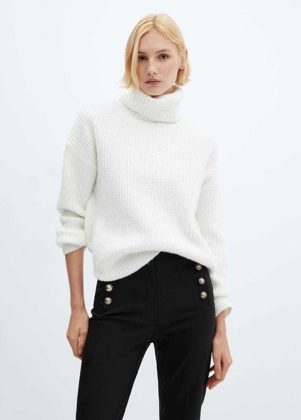 Mango Crop-Hose Mit Knöpfen