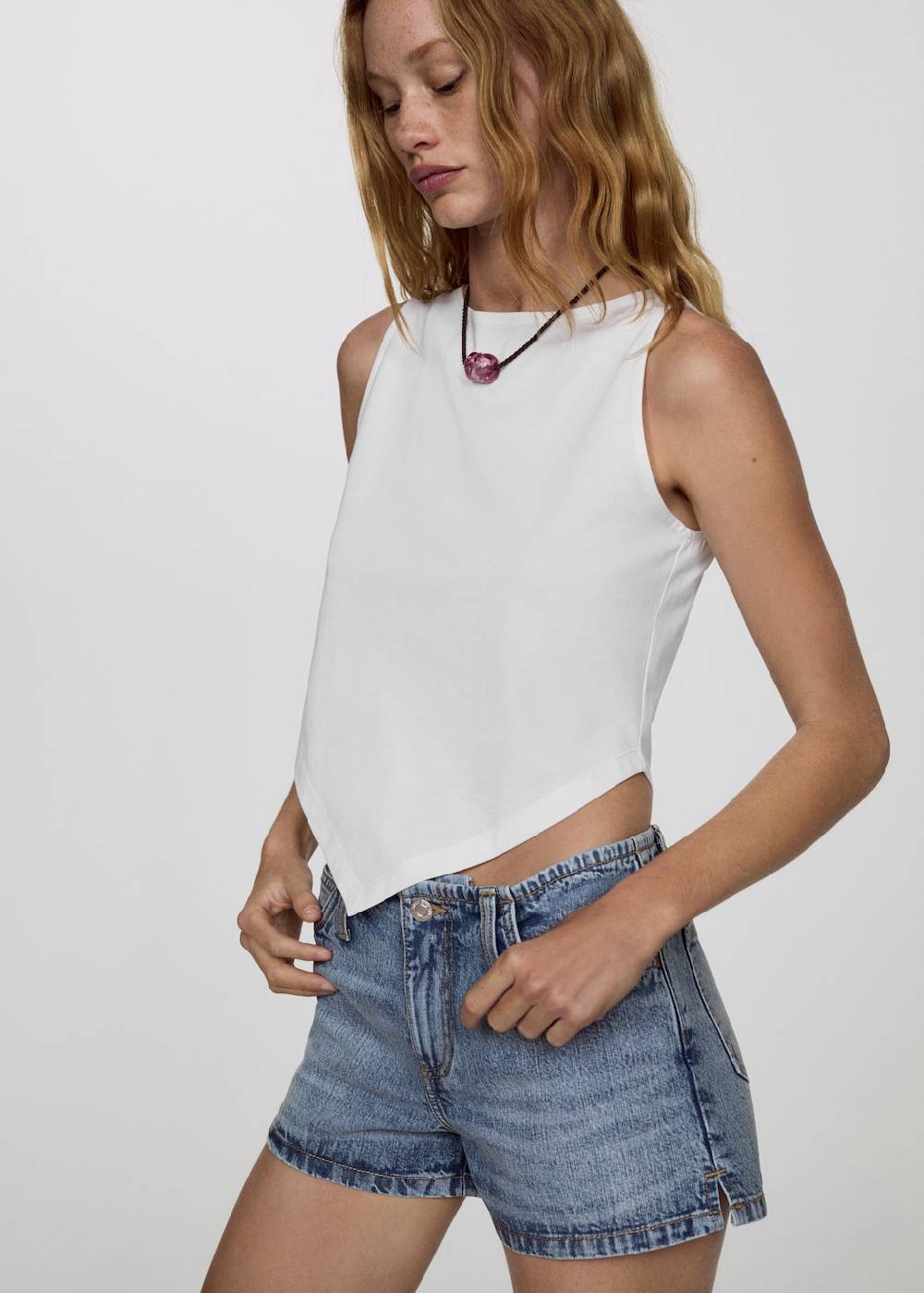 Mango Denim-Shorts mit niedriger Bundhöhe