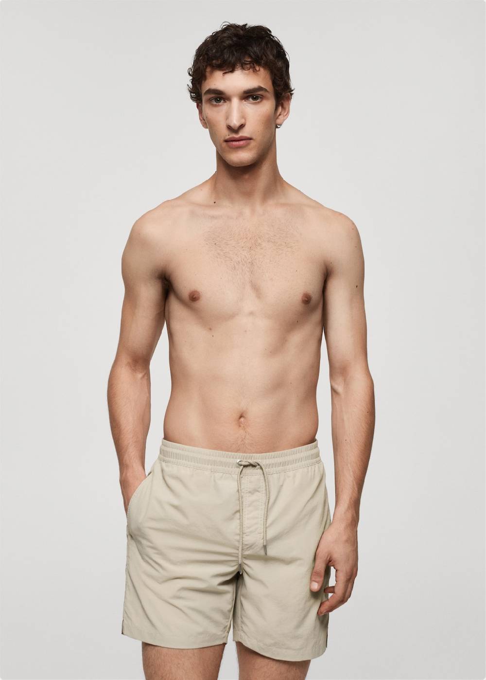 Mango Einfarbige Badeshorts mit Kordelzug