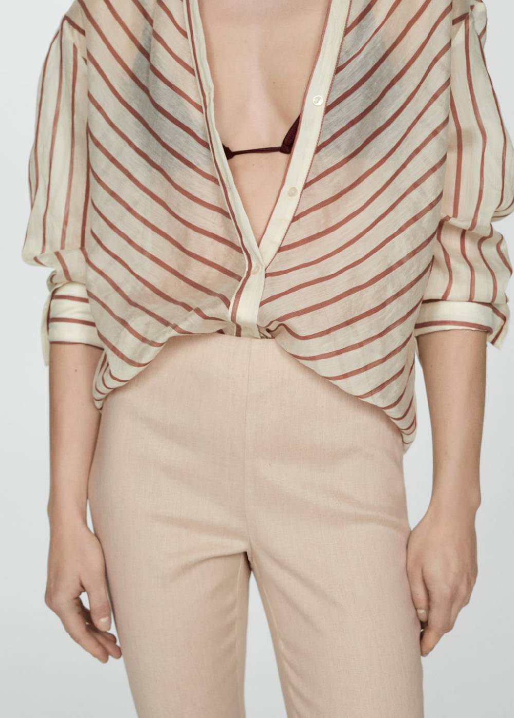 Mango Flared-Hose Aus Leinen